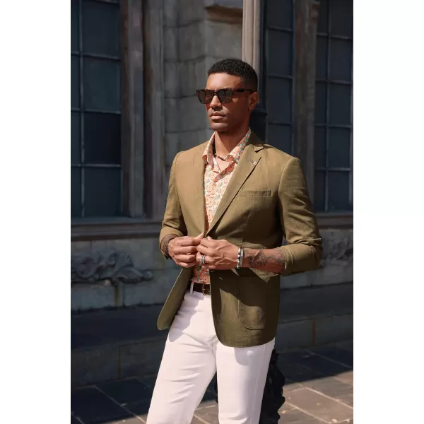 PJ PAUL JONES Mens Blazer Casual Cotton-Linen Sport Coat Lightweight 2 Button Unlined Suit Jackets