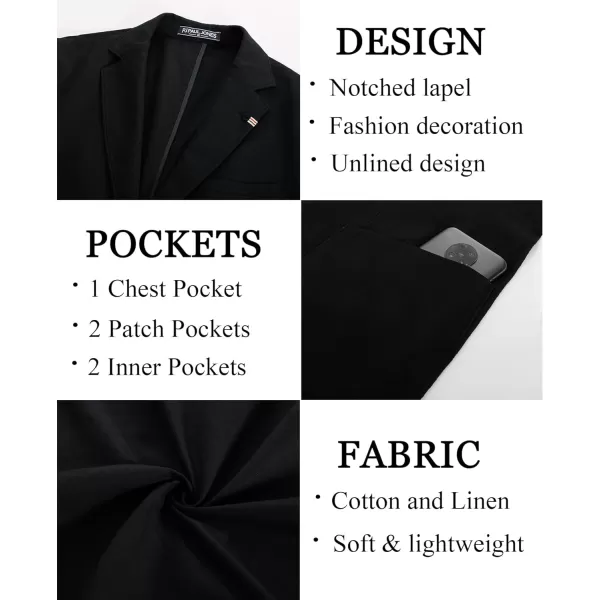 PJ PAUL JONES Mens Blazer Casual Cotton-Linen Sport Coat Lightweight 2 Button Unlined Suit Jackets