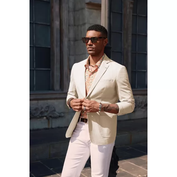 PJ PAUL JONES Mens Blazer Casual Cotton-Linen Sport Coat Lightweight 2 Button Unlined Suit Jackets
