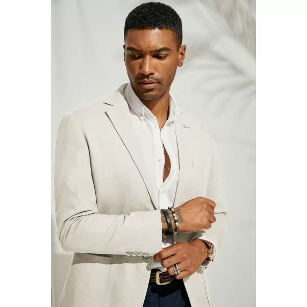 PJ PAUL JONES Mens Blazer Casual Cotton-Linen Sport Coat Lightweight 2 Button Unlined Suit Jackets