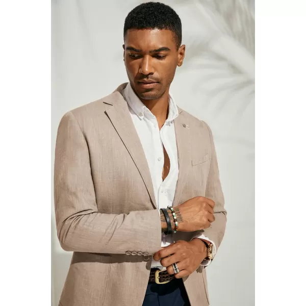 PJ PAUL JONES Mens Blazer Casual Cotton-Linen Sport Coat Lightweight 2 Button Unlined Suit Jackets