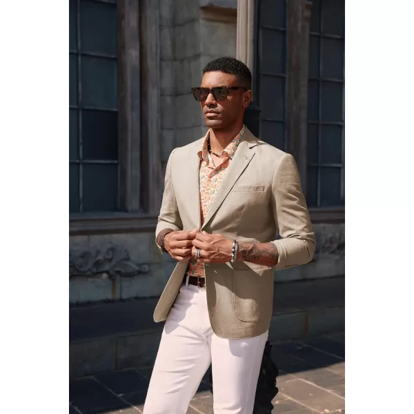 PJ PAUL JONES Mens Blazer Casual Cotton-Linen Sport Coat Lightweight 2 Button Unlined Suit Jackets