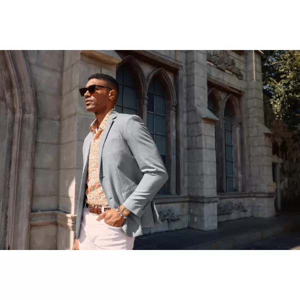 PJ PAUL JONES Mens Blazer Casual Two Button Cotton-Linen Sport Coat Lightweight Plaid Suit Jackets
