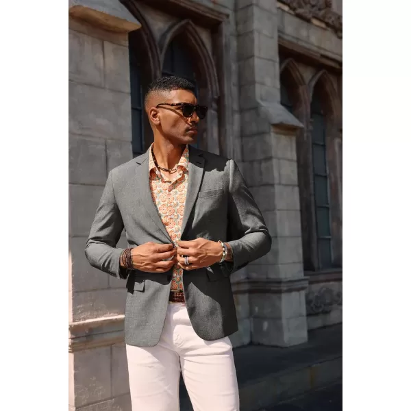 PJ PAUL JONES Mens Blazer Casual Two Button Cotton-Linen Sport Coat Lightweight Plaid Suit Jackets