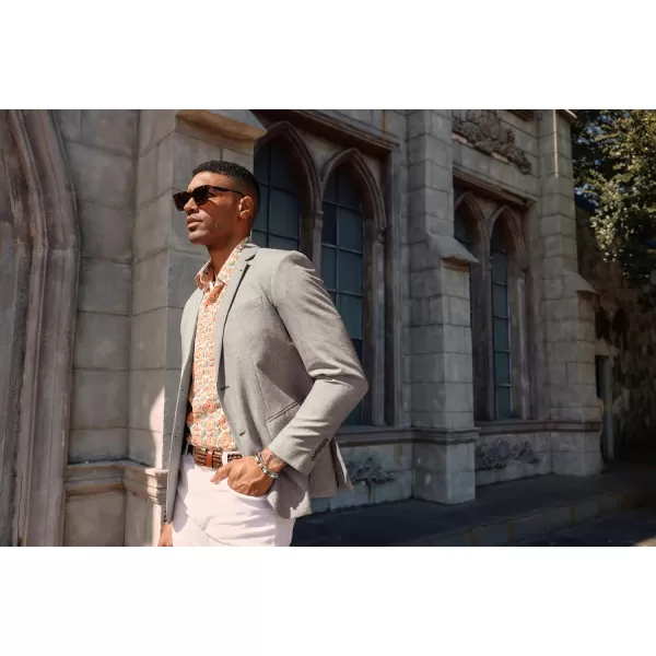 PJ PAUL JONES Mens Blazer Casual Two Button Cotton-Linen Sport Coat Lightweight Plaid Suit Jackets