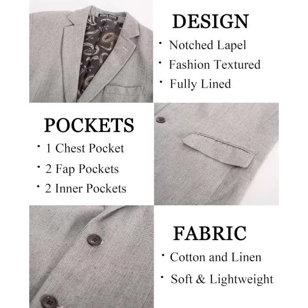 PJ PAUL JONES Mens Blazer Casual Two Button Cotton-Linen Sport Coat Lightweight Plaid Suit Jackets