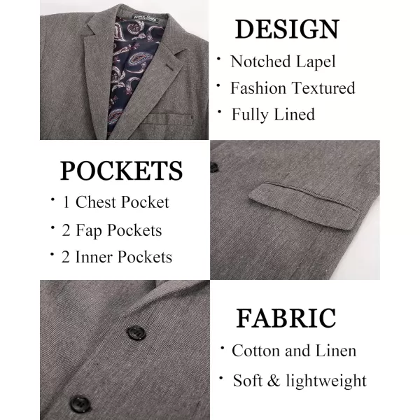 PJ PAUL JONES Mens Blazer Casual Two Button Cotton-Linen Sport Coat Lightweight Plaid Suit Jackets