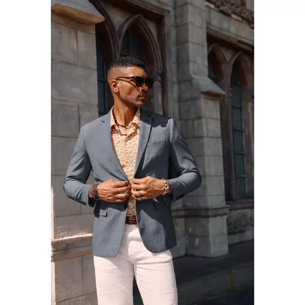 PJ PAUL JONES Mens Blazer Casual Two Button Cotton-Linen Sport Coat Lightweight Plaid Suit Jackets