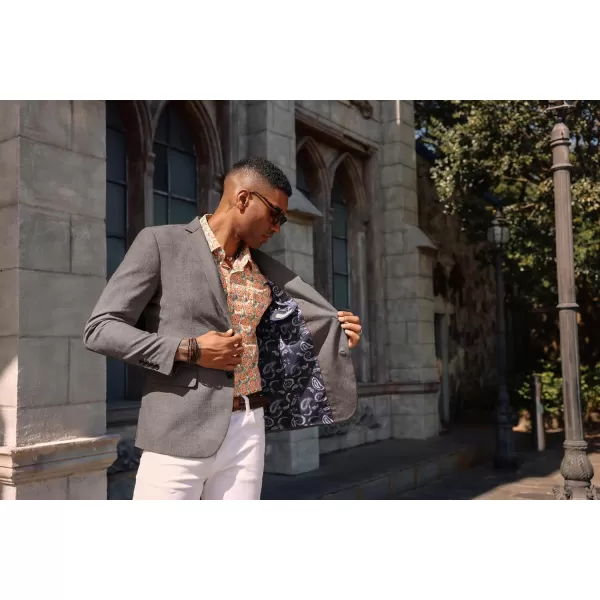 PJ PAUL JONES Mens Blazer Casual Two Button Cotton-Linen Sport Coat Lightweight Plaid Suit Jackets