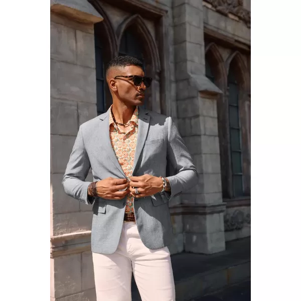 PJ PAUL JONES Mens Blazer Casual Two Button Cotton-Linen Sport Coat Lightweight Plaid Suit Jackets