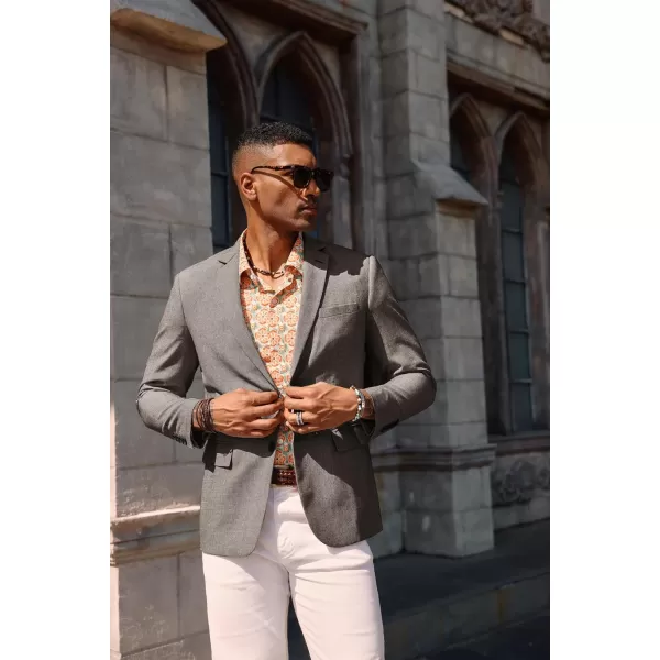 PJ PAUL JONES Mens Blazer Casual Two Button Cotton-Linen Sport Coat Lightweight Plaid Suit Jackets