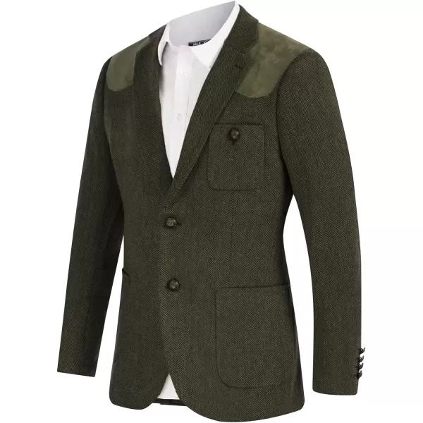 PJ PAUL JONES Men's Blazer Herringbone Tweed Sport Coats Two Button Wool Blend Formal Jacket