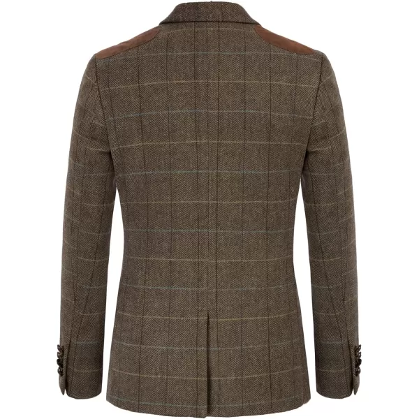 PJ PAUL JONES Men's Blazer Herringbone Tweed Sport Coats Two Button Wool Blend Formal Jacket)