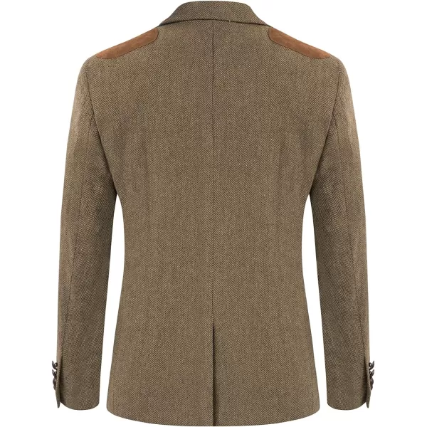 PJ PAUL JONES Men's Blazer Herringbone Tweed Sport Coats Two Button Wool Blend Formal Jacket