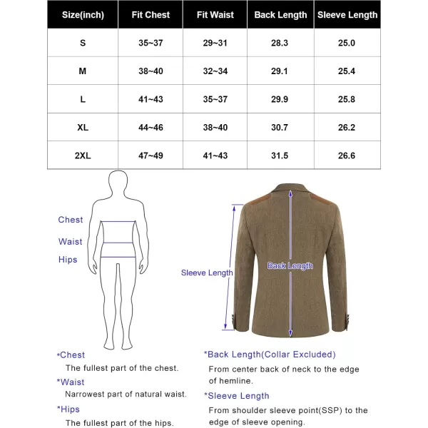 PJ PAUL JONES Men's Blazer Herringbone Tweed Sport Coats Two Button Wool Blend Formal Jacket