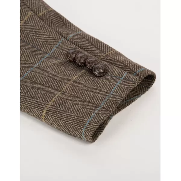 PJ PAUL JONES Men's Blazer Herringbone Tweed Sport Coats Two Button Wool Blend Formal Jacket)