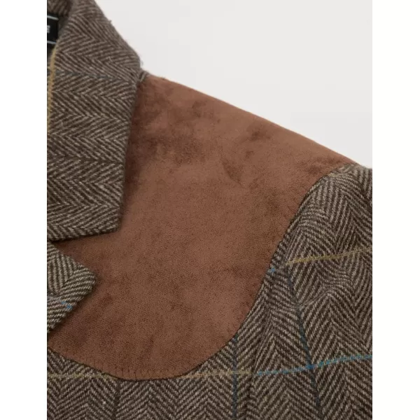 PJ PAUL JONES Men's Blazer Herringbone Tweed Sport Coats Two Button Wool Blend Formal Jacket)