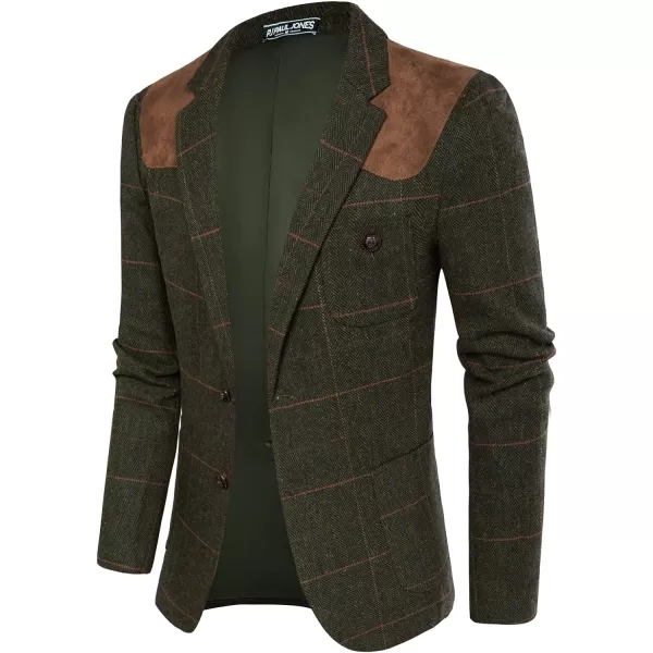 PJ PAUL JONES Men's Blazer Herringbone Tweed Sport Coats Two Button Wool Blend Formal Jacket