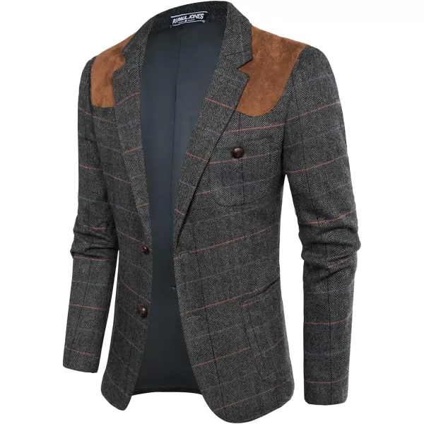 PJ PAUL JONES Men's Blazer Herringbone Tweed Sport Coats Two Button Wool Blend Formal Jacket