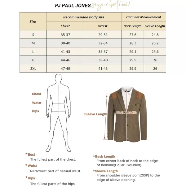 PJ PAUL JONES Men's Blazer Herringbone Tweed Sport Coats Two Button Wool Blend Formal Jacket