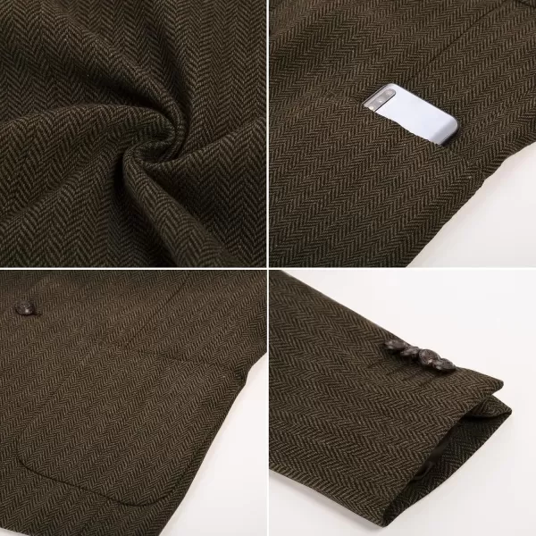 PJ PAUL JONES Men's Blazer Herringbone Tweed Sport Coats Two Button Wool Blend Formal Jacket