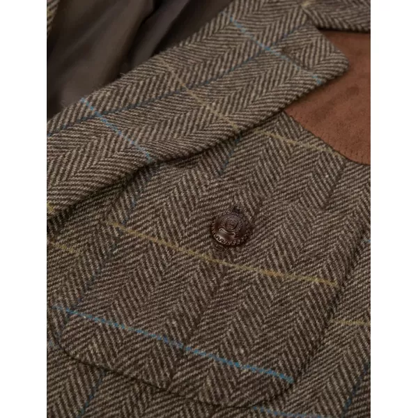 PJ PAUL JONES Men's Blazer Herringbone Tweed Sport Coats Two Button Wool Blend Formal Jacket)