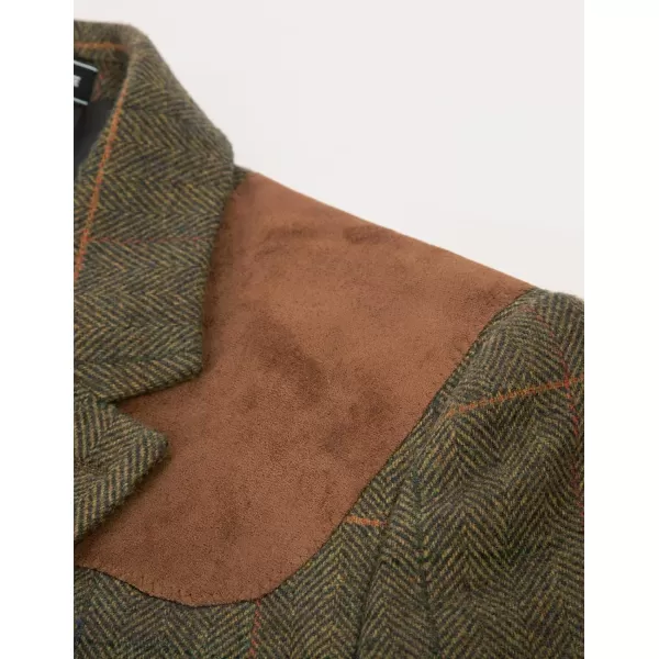 PJ PAUL JONES Men's Blazer Herringbone Tweed Sport Coats Two Button Wool Blend Formal Jacket)