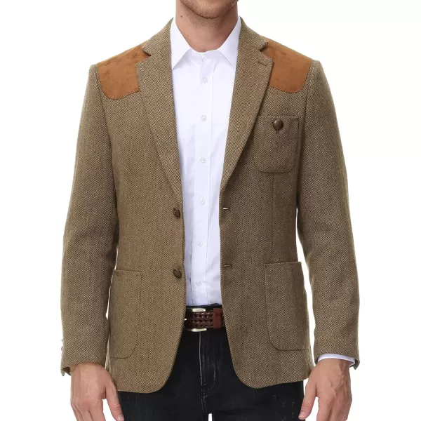 PJ PAUL JONES Men's Blazer Herringbone Tweed Sport Coats Two Button Wool Blend Formal Jacket