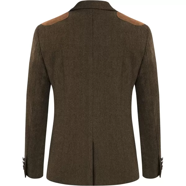 PJ PAUL JONES Men's Blazer Herringbone Tweed Sport Coats Two Button Wool Blend Formal Jacket