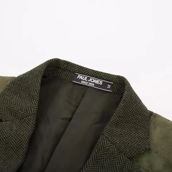 PJ PAUL JONES Men's Blazer Herringbone Tweed Sport Coats Two Button Wool Blend Formal Jacket