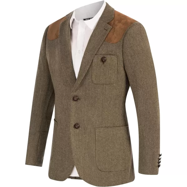PJ PAUL JONES Men's Blazer Herringbone Tweed Sport Coats Two Button Wool Blend Formal Jacket
