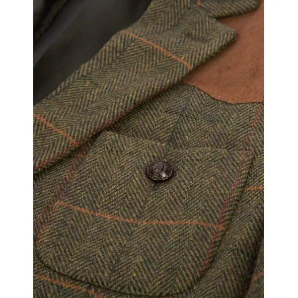 PJ PAUL JONES Men's Blazer Herringbone Tweed Sport Coats Two Button Wool Blend Formal Jacket)