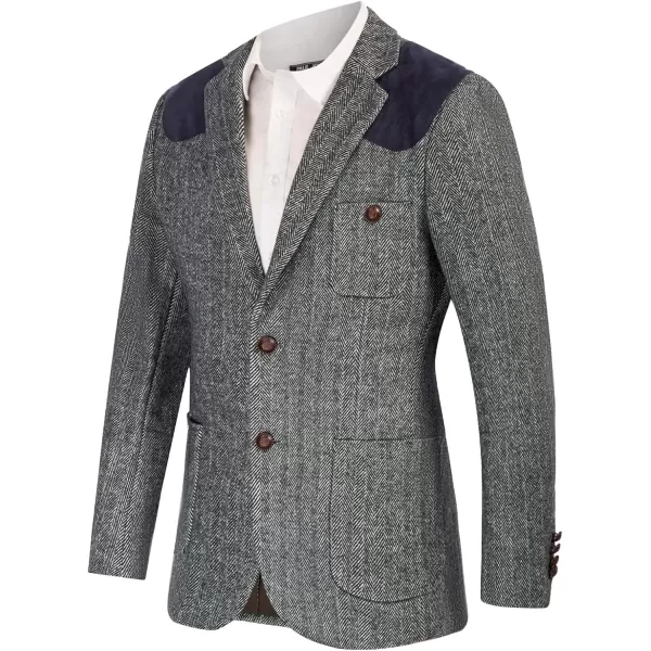 PJ PAUL JONES Men's Blazer Herringbone Tweed Sport Coats Two Button Wool Blend Formal Jacket
