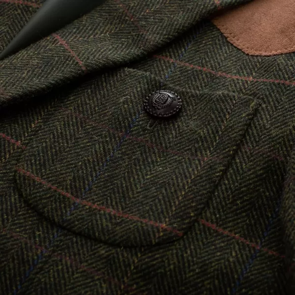 PJ PAUL JONES Men's Blazer Herringbone Tweed Sport Coats Two Button Wool Blend Formal Jacket