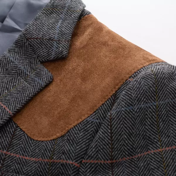 PJ PAUL JONES Men's Blazer Herringbone Tweed Sport Coats Two Button Wool Blend Formal Jacket