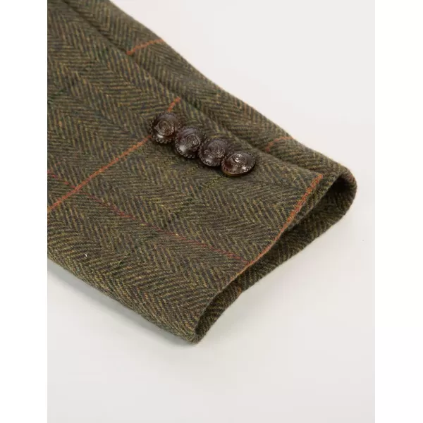 PJ PAUL JONES Men's Blazer Herringbone Tweed Sport Coats Two Button Wool Blend Formal Jacket)