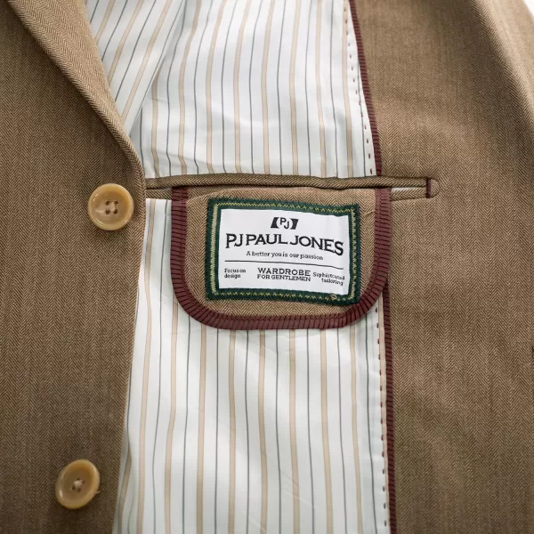 PJ PAUL JONES Mens Blazer Jacket Casual Herringbone Suit Jacket 2 Buttons Sports Coats for Wedding