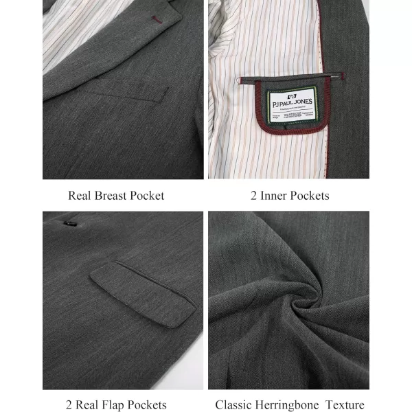 PJ PAUL JONES Mens Blazer Jacket Casual Herringbone Suit Jacket 2 Buttons Sports Coats for Wedding