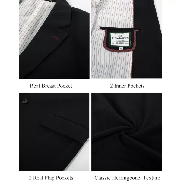 PJ PAUL JONES Mens Blazer Jacket Casual Herringbone Suit Jacket 2 Buttons Sports Coats for Wedding