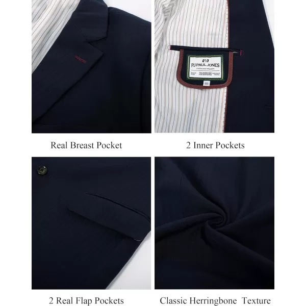 PJ PAUL JONES Mens Blazer Jacket Casual Herringbone Suit Jacket 2 Buttons Sports Coats for Wedding