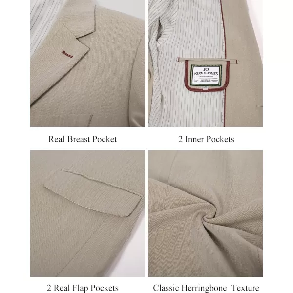 PJ PAUL JONES Mens Blazer Jacket Casual Herringbone Suit Jacket 2 Buttons Sports Coats for Wedding