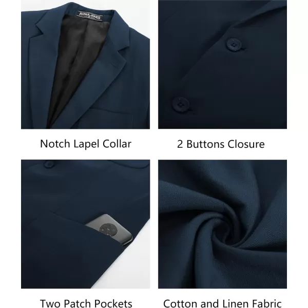 PJ PAUL JONES Men's Blazer Jacket Cotton Linen Sports Coats Regular Fit Two Buttons Herringbone Suit Jackets