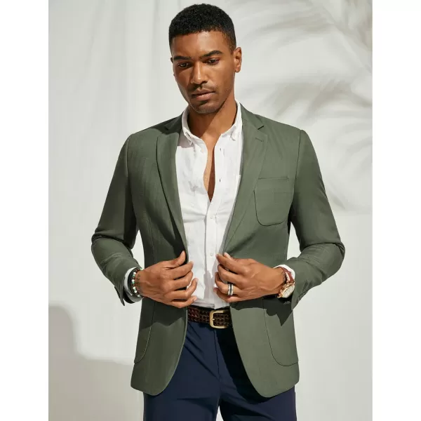 PJ PAUL JONES Men's Blazer Jacket Cotton Linen Sports Coats Regular Fit Two Buttons Herringbone Suit Jackets