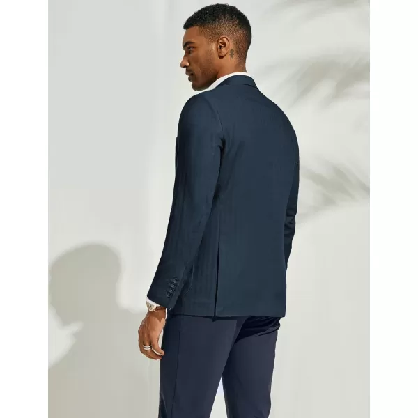 PJ PAUL JONES Men's Blazer Jacket Cotton Linen Sports Coats Regular Fit Two Buttons Herringbone Suit Jackets