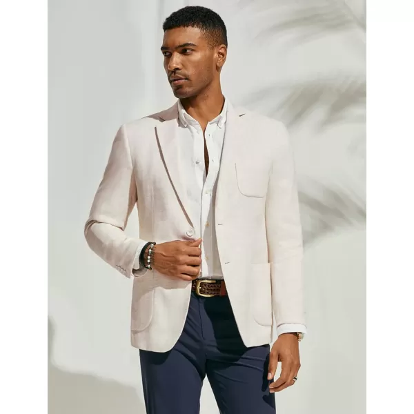 PJ PAUL JONES Men's Blazer Jacket Cotton Linen Sports Coats Regular Fit Two Buttons Herringbone Suit Jackets