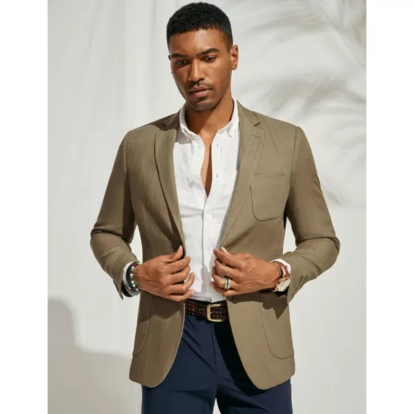 PJ PAUL JONES Men's Blazer Jacket Cotton Linen Sports Coats Regular Fit Two Buttons Herringbone Suit Jackets