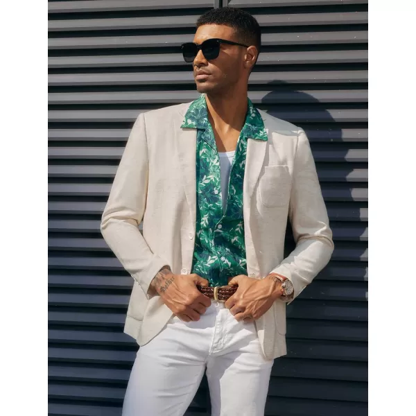 PJ PAUL JONES Men's Blazer Jacket Cotton Linen Sports Coats Regular Fit Two Buttons Herringbone Suit Jackets