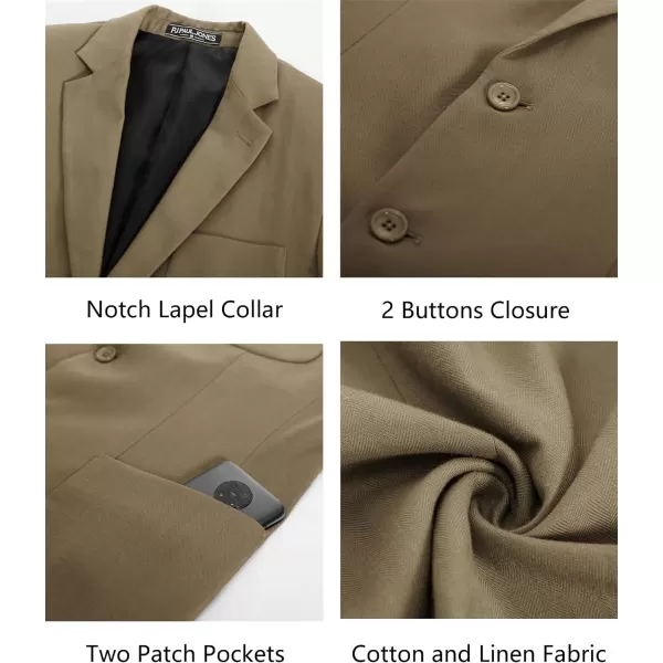 PJ PAUL JONES Men's Blazer Jacket Cotton Linen Sports Coats Regular Fit Two Buttons Herringbone Suit Jackets