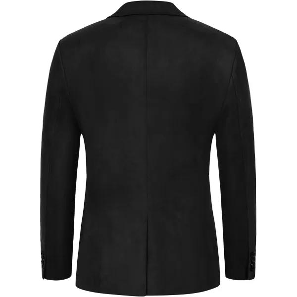 PJ PAUL JONES Mens Blazer Jacket Faux Leather Suit Jacket Casual 2 Buttons Suede Sport Blazer Coat with Pockets