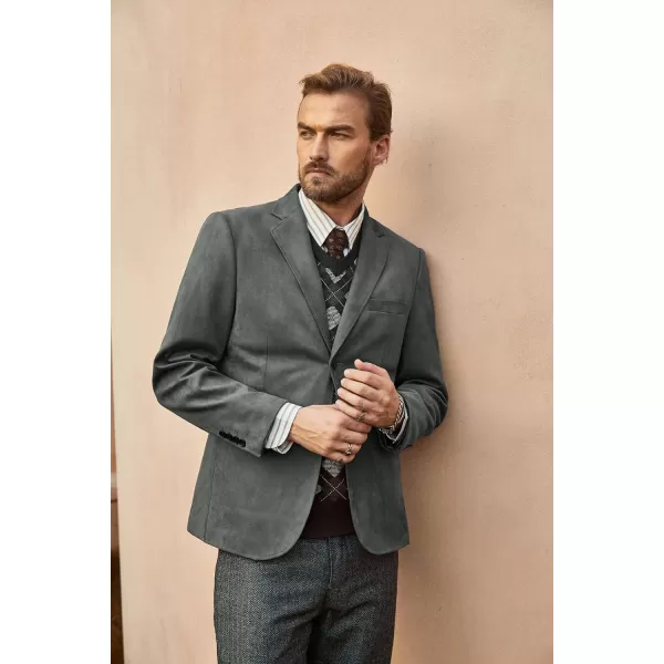 PJ PAUL JONES Mens Blazer Jacket Faux Leather Suit Jacket Casual 2 Buttons Suede Sport Blazer Coat with Pockets